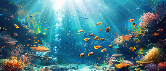 Wall Mural - Under the Sea Seascape Landscape Aquatic Sea Life