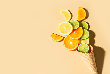 Canvas Print - ice cream cone and citrus fruit slices