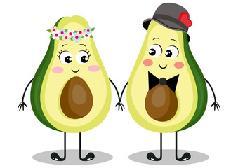 Poster - Couple of avocado character mascot in love