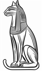 Wall Mural - An ancient Egyptian symbol for Mafdet, Bastet, or Sekhmet, and Mut goddess, a cat drawing.