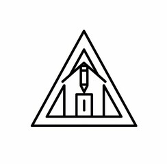 Poster - The architect development and interior design icon comprises a house plan with an outline for blueprints. Apartments architect development and home building construction outline represent the