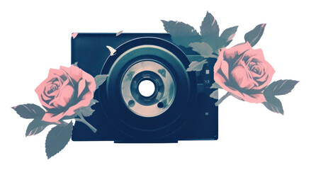 Poster - PNG Rose camera flower plant.