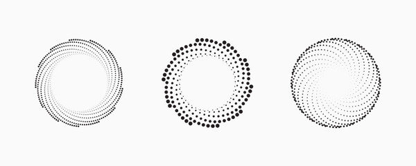 Poster - set of dotted abstract shapes. circular halftone patterns. half tone design elements in geometric te