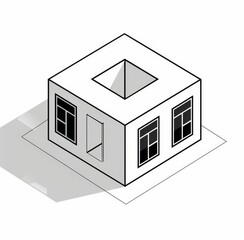 Poster - The modern line icon shows the architecture, engineering, construction, and interior design of houses and apartments.