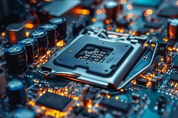 Fototapete - Car electronics repair service background Generative Ai 
