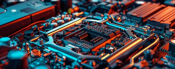 Fototapete - Car electronics repair service background Generative Ai 