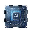 © KimlyPNG - Technology Blue CPU computer microchips with 'AI' in the center top view full length isolate on transparency background PNG