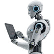 © KimlyPNG - Ai robot using tablet isolate on transparency background PNG