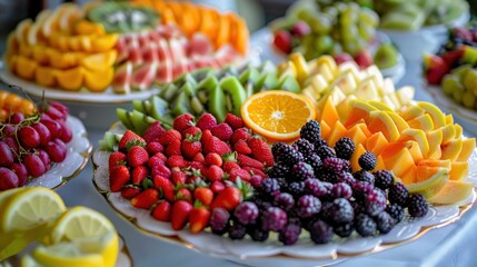 Wall Mural - Colorful Fruit Platters stock photo  