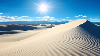 Beautiful white sand dunes on a background of the blue sky