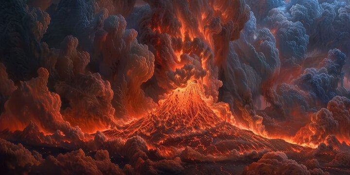 Volcanic Eruption with Dramatic Clouds