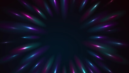 Wall Mural - Blue purple neon round laser rays abstract tech background