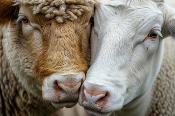 Sticker - Portrait of a cattle on a farm countryside generative AI