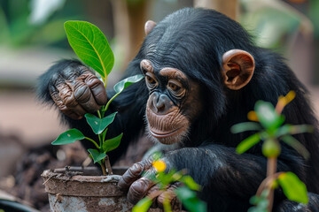 Sticker - Portrait of funny exotic tropical animal in jungle generative AI