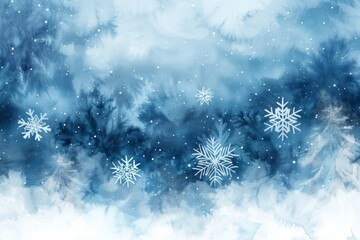 Canvas Print - Winter banner or background with snowflakes, copy space