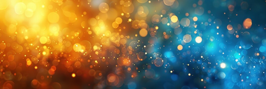 Abstract Gold and Blue Bokeh Background