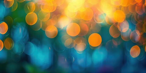 Wall Mural - Abstract Bokeh Background with Orange and Blue Lights