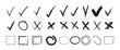 © Charles stockio - Doodle hand drawn chalk check mark set. sketch checkboxes, tick and cross symbols. tick cross signs. Crayon grunge checkmark elements. vector illustration isolated on white background