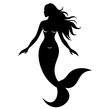 © Tamanna - Simple Mermaid black silhouette on white background