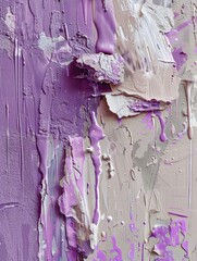 A detailed view of a vibrant purple and white abstract artwork