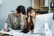 © NINENII - business team are under stress from working for poor work.
