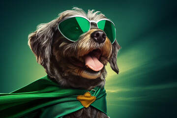Wall Mural - a dog wearing a cape and sunglasses
