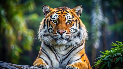 Canvas Print - Majestic Siberian tiger in natural habitat, showing power and grace, Siberian tiger, majestic, big cat, power, grace