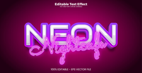 Wall Mural - Neon Nightcafe editable text effect in modern trend style