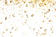 © pixeness - Golden confetti transparent background and Falling shiny gold ribbon confetti illustration