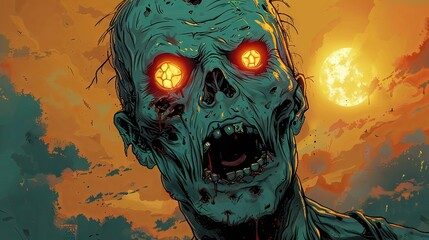 Creepy Horror Zombie Illustration Comic Cartoon