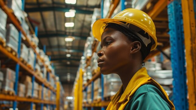 African female worker in factory Workers working on stock inspection in warehouse Controlling and managing a team of supervisors industrial concept factory business PeopleWarehouseLogistics