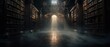 © TPS Studio - Atmospheric Old Library with Sunlight Streaming Through Window and Mist on Floor