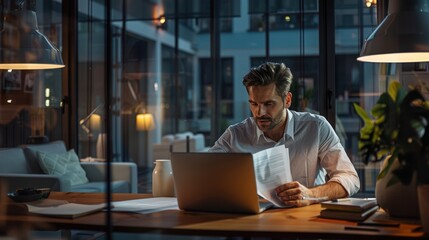 Wall Mural - The man working late