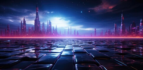 Wall Mural - Futuristic Cityscape 3D Illustration