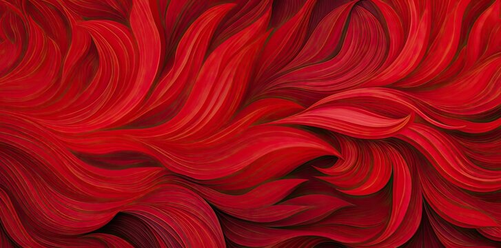 Abstract Illustration of Wavy Red Lines and Shapes