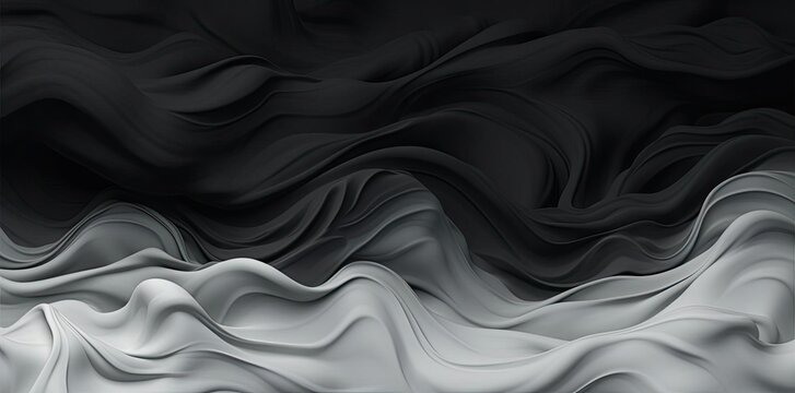 Abstract 3D Black and White Wavy Background