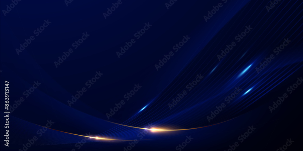 blue abstract background with luxury golden elements vector illustration