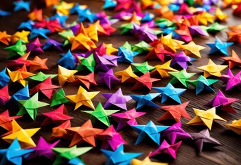 colorful origami stars spread rainbow paper crafts decoration, lgbtq, pride, love, equality, vibrant, art, bright, vivid, decorate, display, colors, crafting