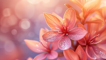 Wall Mural - Close up of beautiful pink flowers with soft bokeh background.