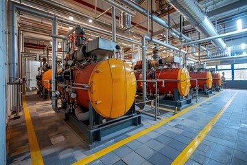 Aufkleber - modern boiler room with gas boilers, industrial heating.