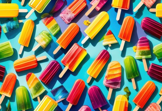 vibrant rainbow popsicles display summer treats, lgbtq, pride, colorful, love, equality, ice, refreshing, dessert, delicious, frozen, fruity, bright, showcase