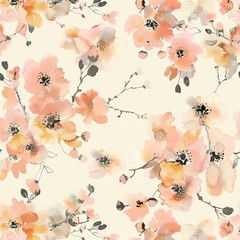 Wall Mural - Beautiful watercolor illustration painted in multicolor with small flowers. Can be used for clothes and gift paper.
