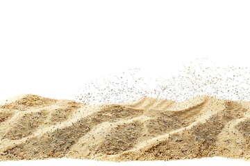 Wall Mural - The sand scattering isolated on white background. HD, realistic, copy space, Generative ai