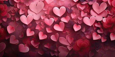 Wall Mural - Pink Heart Shaped Background Illustration