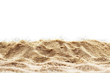 The sand scattering isolated on white background. HD, realistic, copy space, Generative ai