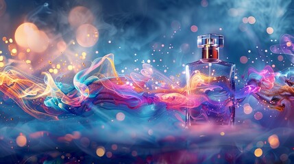 Wall Mural - Colorful sprays flowing from a perfume bottle