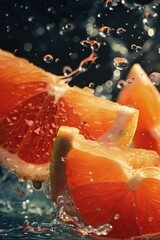 Wall Mural - Grapefruit Splash: A Refreshing Burst of Citrus