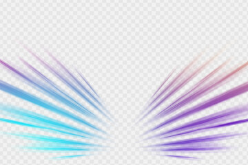 Poster - abstract neon rays of light on a transparent background in png format. purple speeds on the expressw
