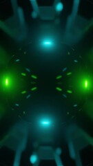 Poster - Green and red pattern. Design. Light background with bright lights in animation that are highlighted and create the effect of a kaleidoscope rotating in a circle.