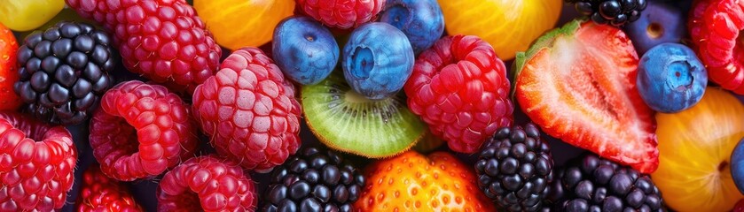 Wall Mural - A Colorful Assortment of Fresh Berries and Fruit